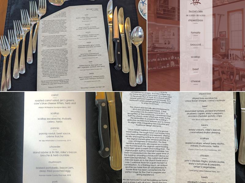 The Table Culinary Studio Menu