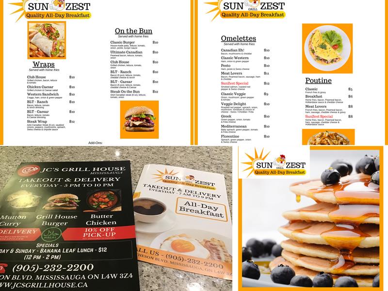 Sunzest Grill Menu