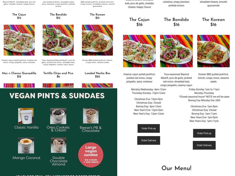 Happy Taco (located inside Eva's Original) Menu