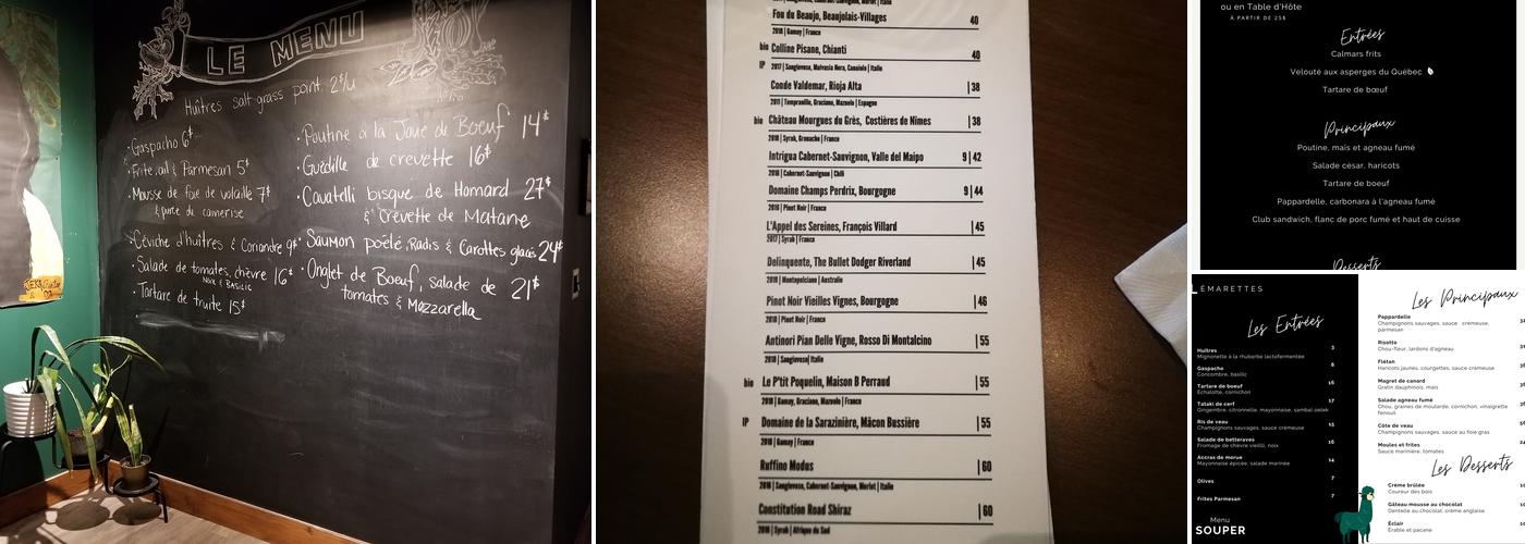 Lémarettes Menu