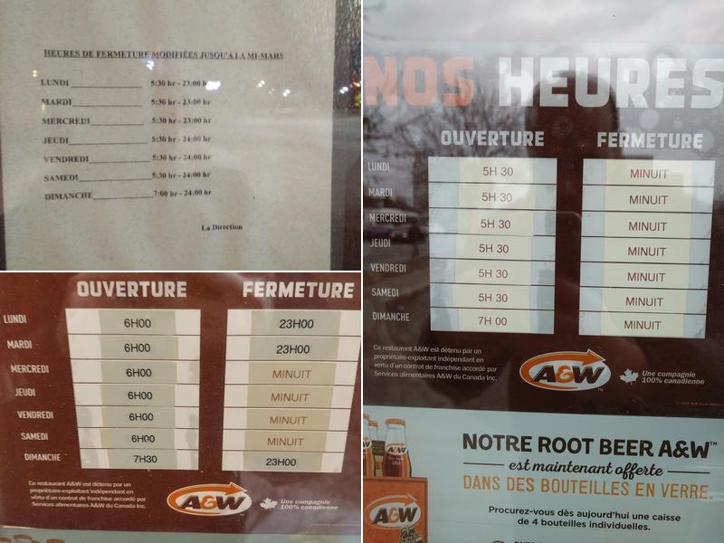 A&W Canada Menu