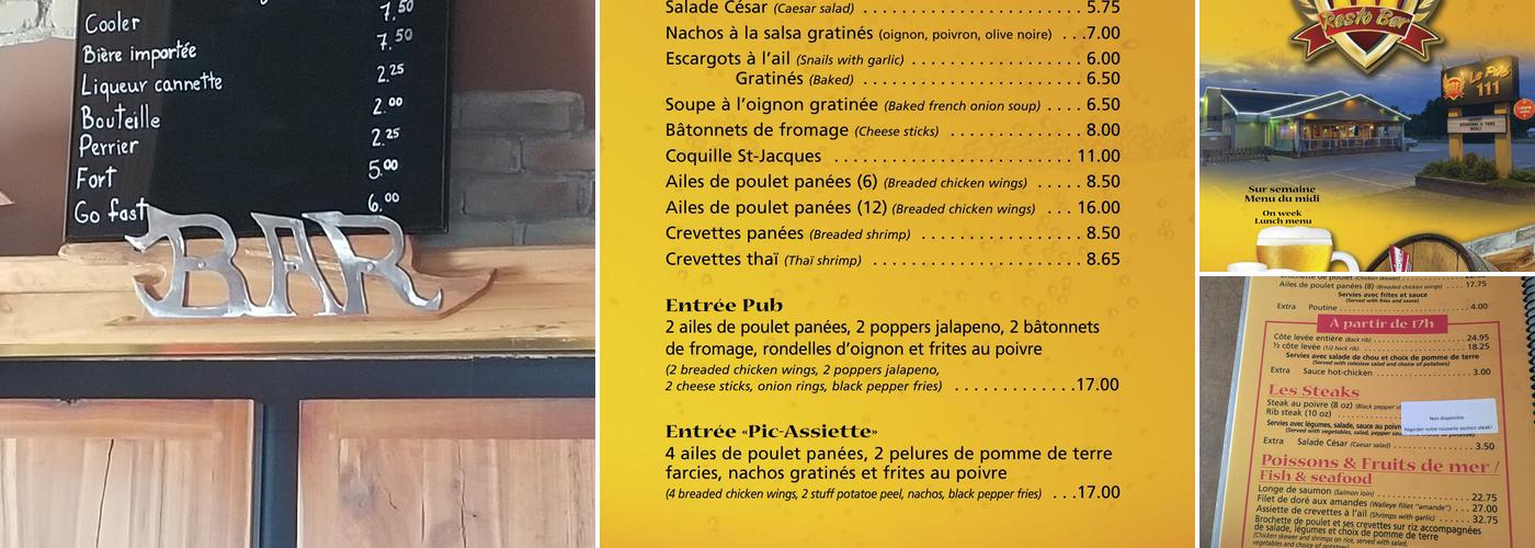 LE PUB 111 Menu