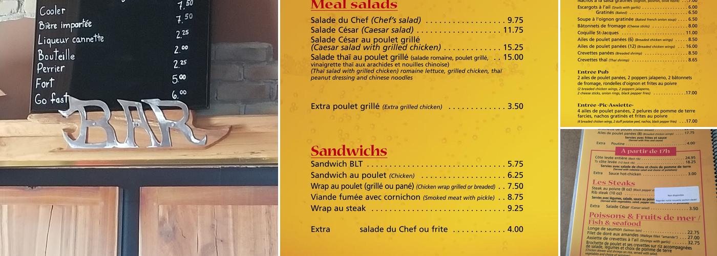 LE PUB 111 Menu