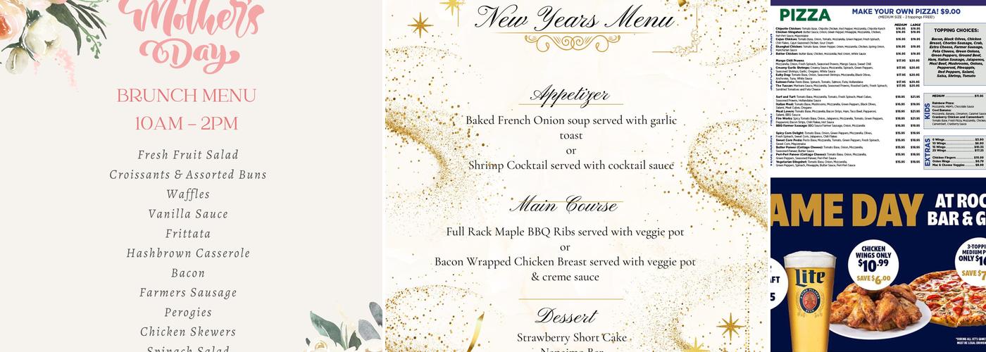 Rocks Bar & Grill Menu