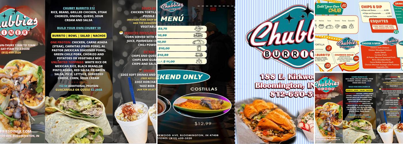 Chubbies Burrito Menu