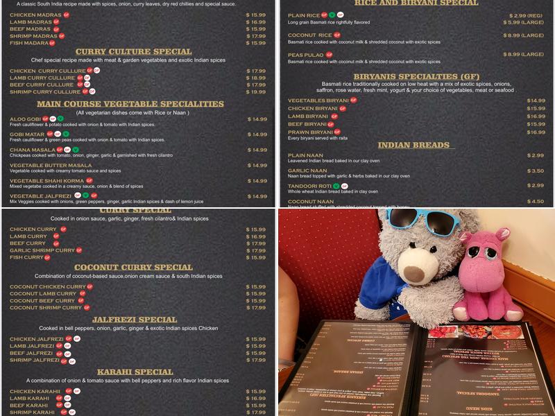 The curry culture Menu