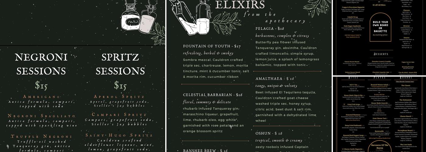 The Black Cauldron Menu
