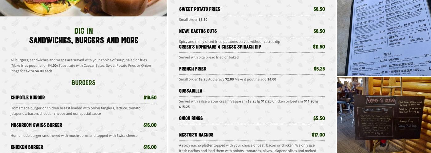 Greens Barbeque Bar Menu