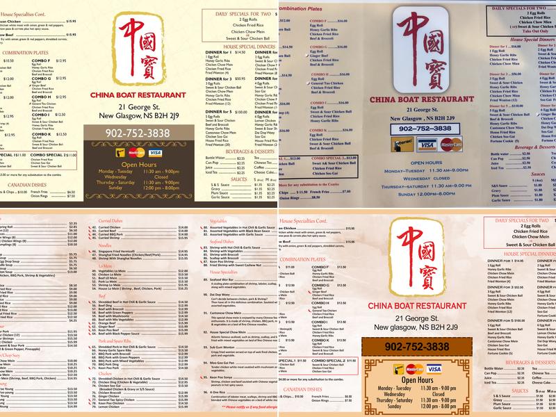 China Boat Menu