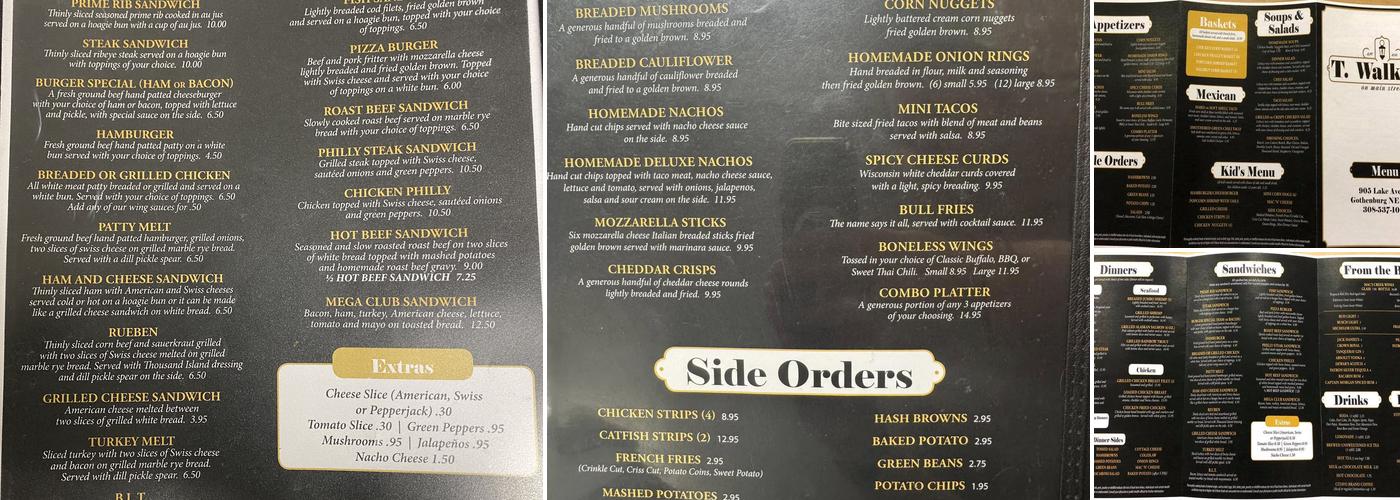 T.Walker’s On Main Street Menu