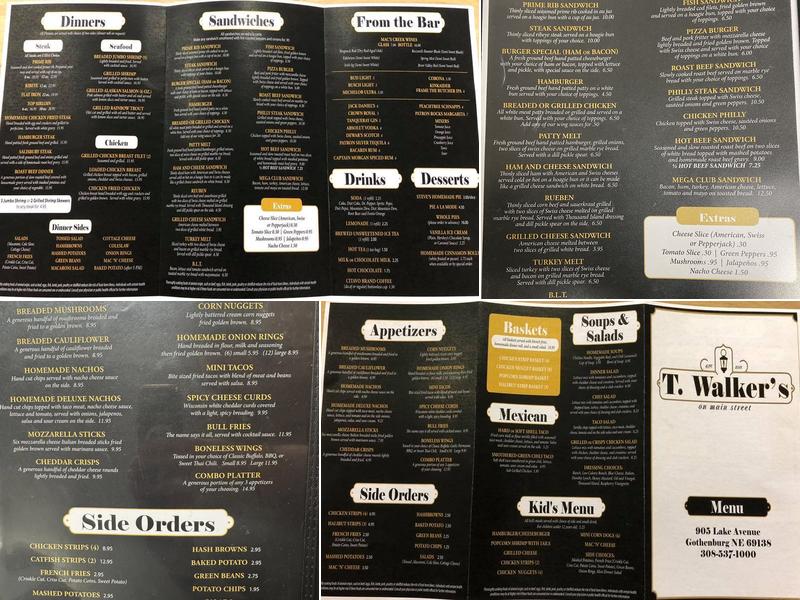 T.Walker’s On Main Street Menu