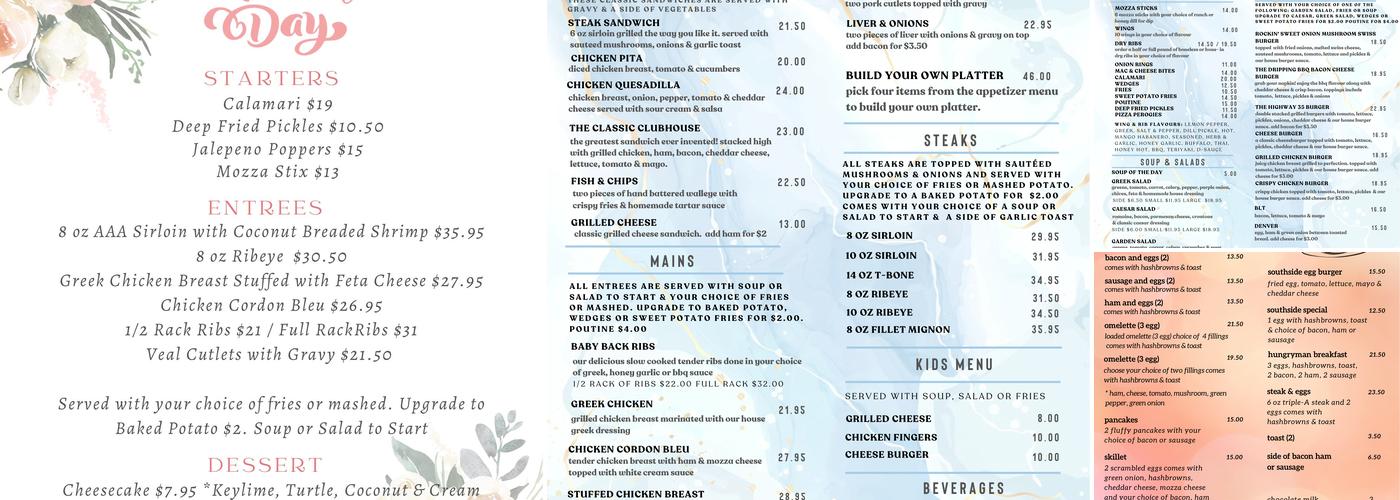 Southside Rib & Drink / D's Lounge Menu
