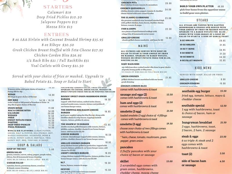 Southside Rib & Drink / D's Lounge Menu