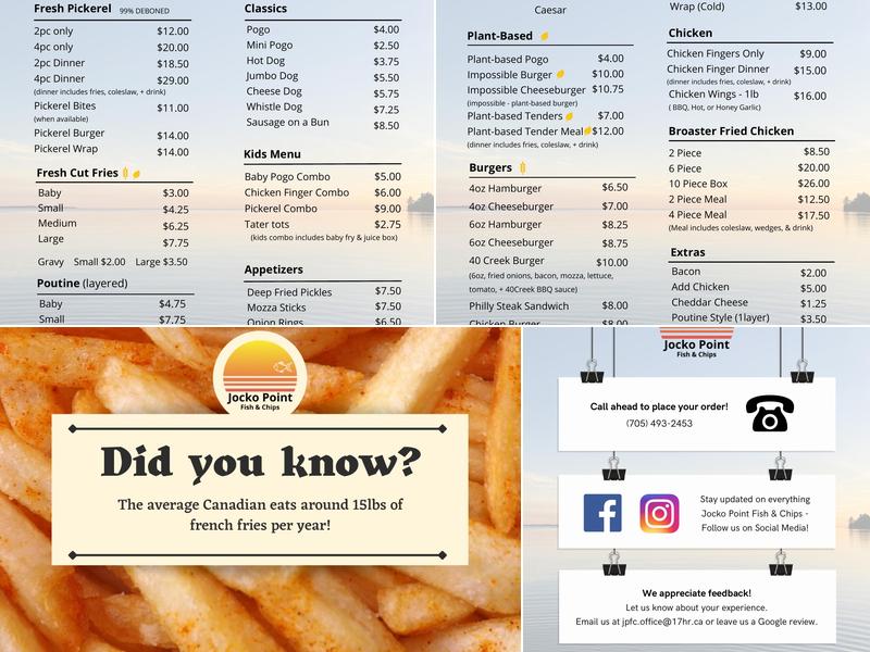 Jocko Point Fish & Chips Menu