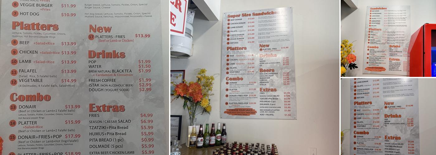 Donair Plus Menu