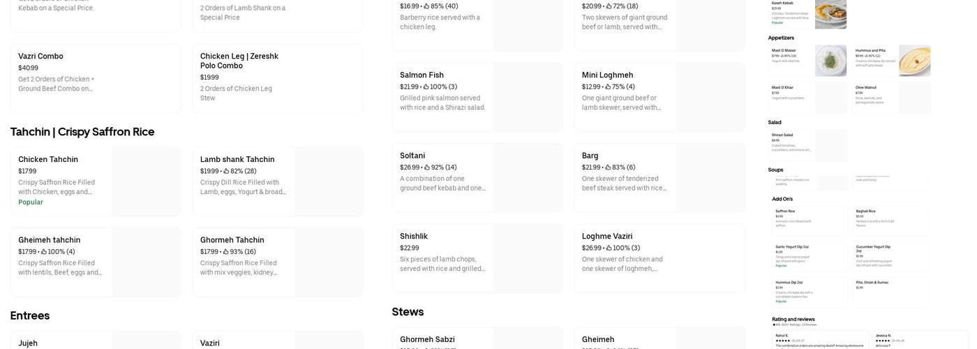 Cazba Commissary Menu