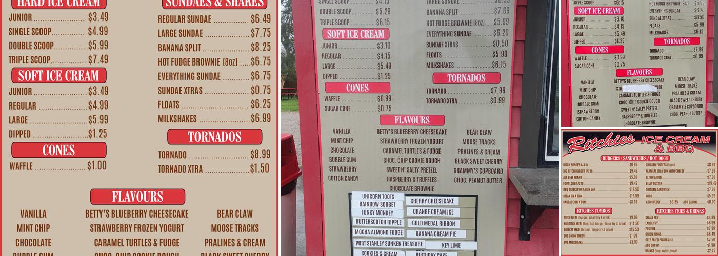 Ritchies Ice Cream & BBQ Menu