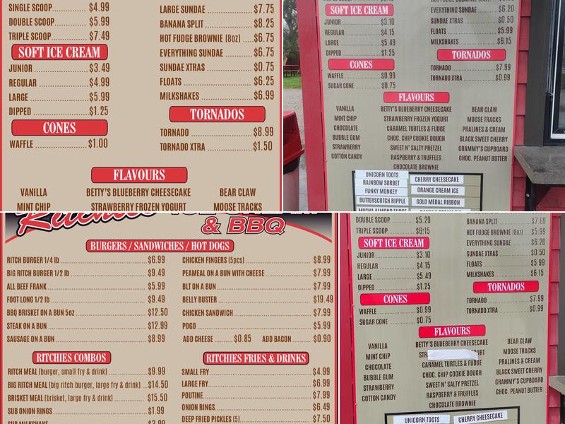 Ritchies Ice Cream & BBQ Menu