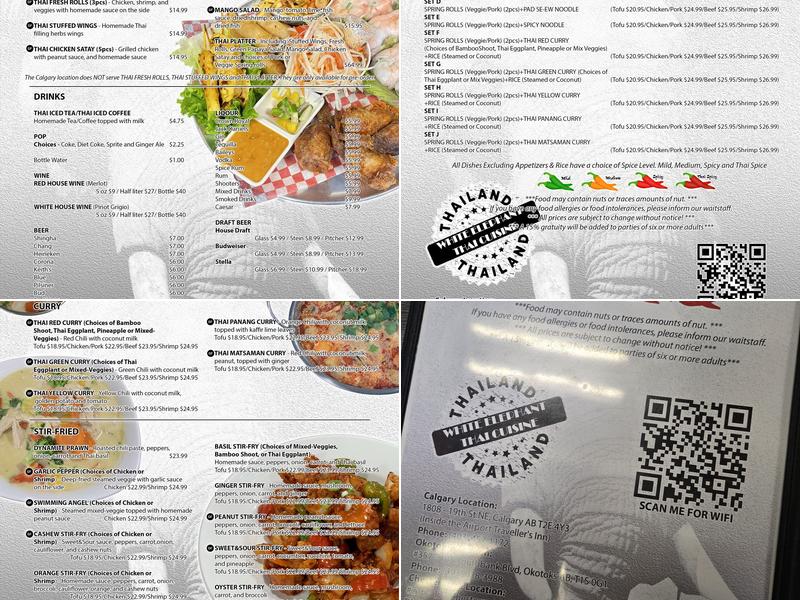 White Elephant Thai Okotoks Menu