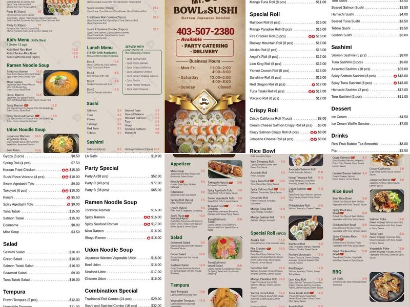 Mr. Bowl & Sushi Menu