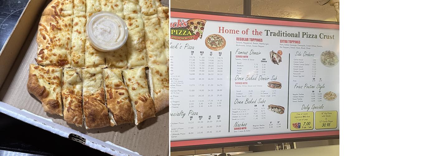 Jack's Pizza Menu