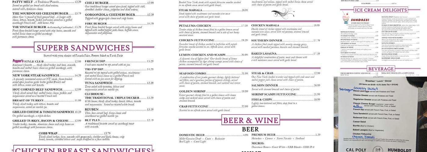 Pepper's Arcata Menu