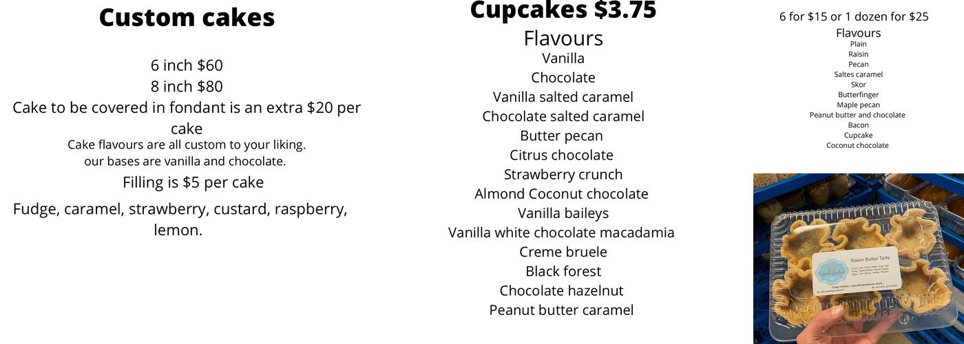 Cupcake Goodness Menu