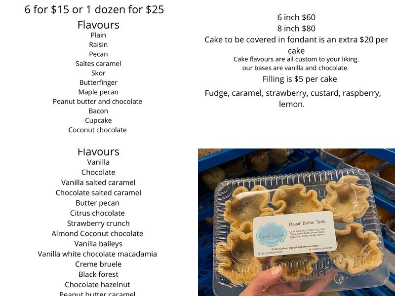 Cupcake Goodness Menu