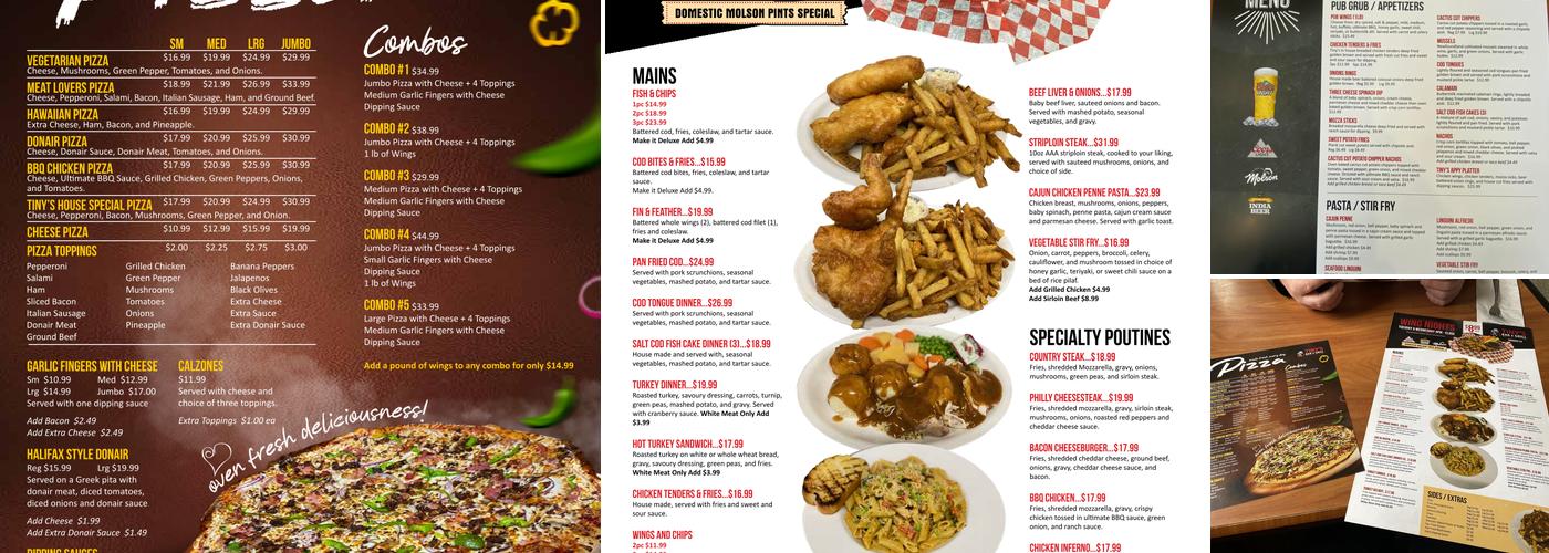 Tiny's Bar and Grill, Paradise Menu