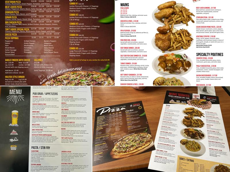 Tiny's Bar and Grill, Paradise Menu