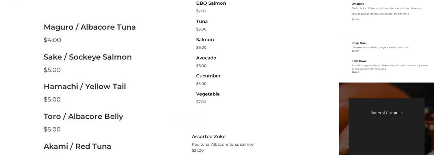 Fish and Rice, Sushi and Beyond. Menu