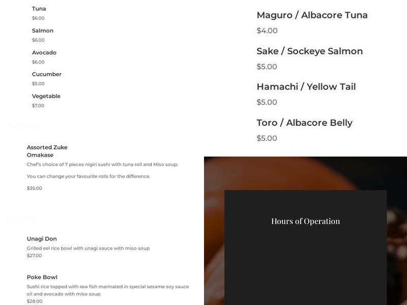 Fish and Rice, Sushi and Beyond. Menu