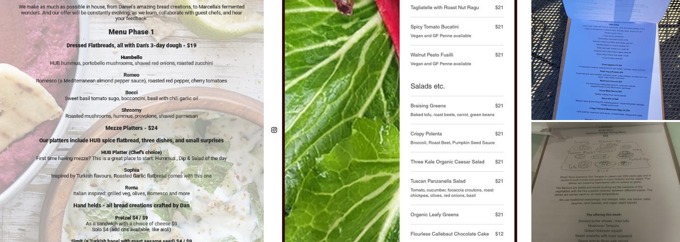 HUB at Hope Bay Menu