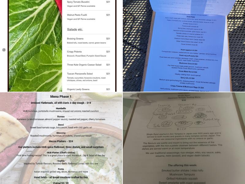 HUB at Hope Bay Menu