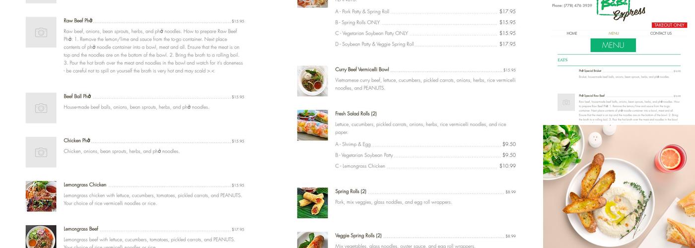BaBa Express Menu