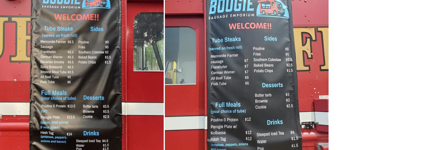 Tube Steak Boogie Menu