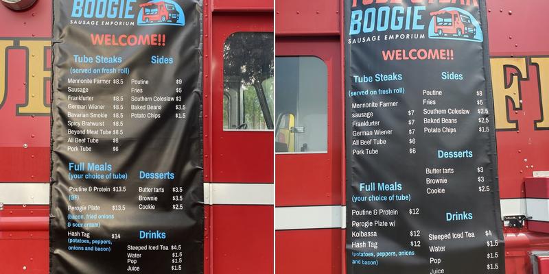 Tube Steak Boogie Menu