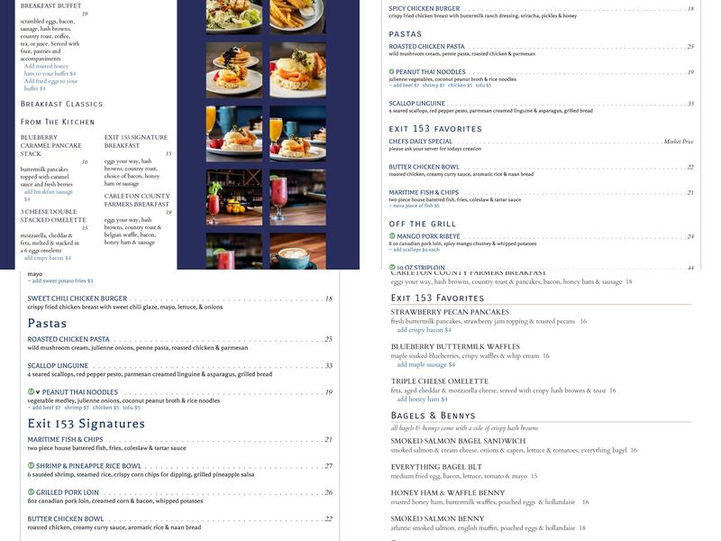 Exit 153 Restaurant Menu