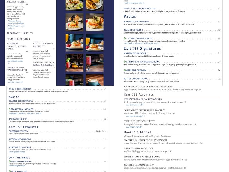 Exit 153 Restaurant Menu