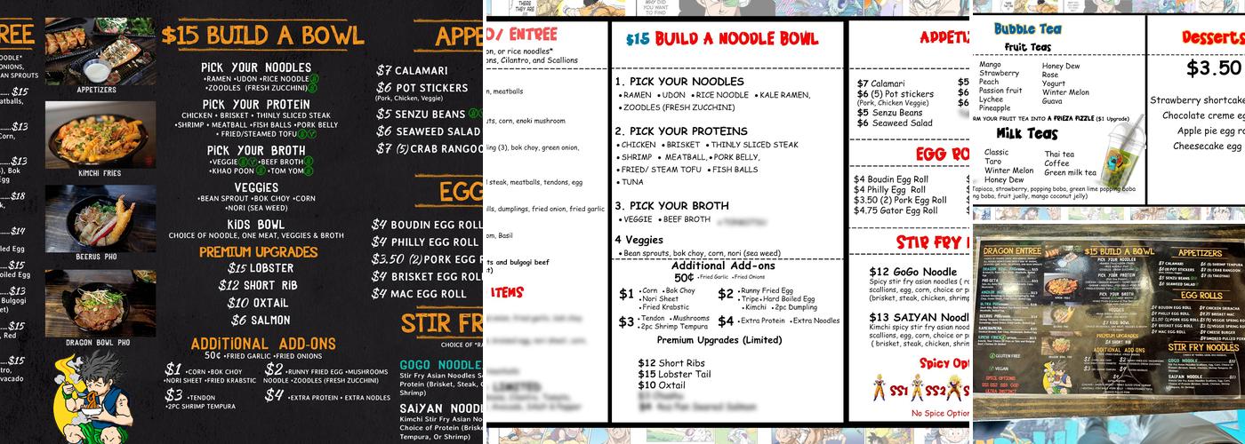 Dragon Bowl C Noodle Bar Menu