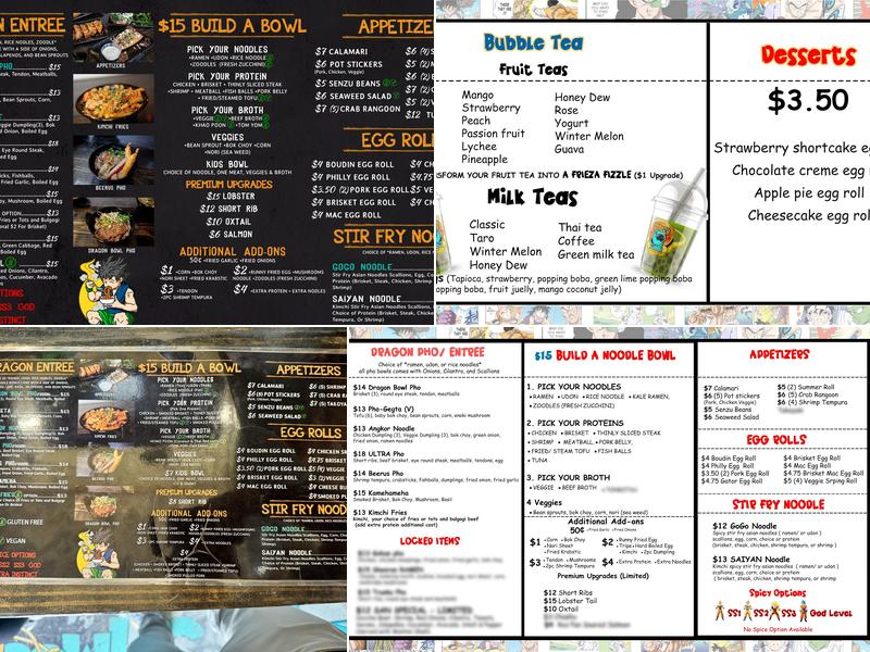 Dragon Bowl C Noodle Bar Menu