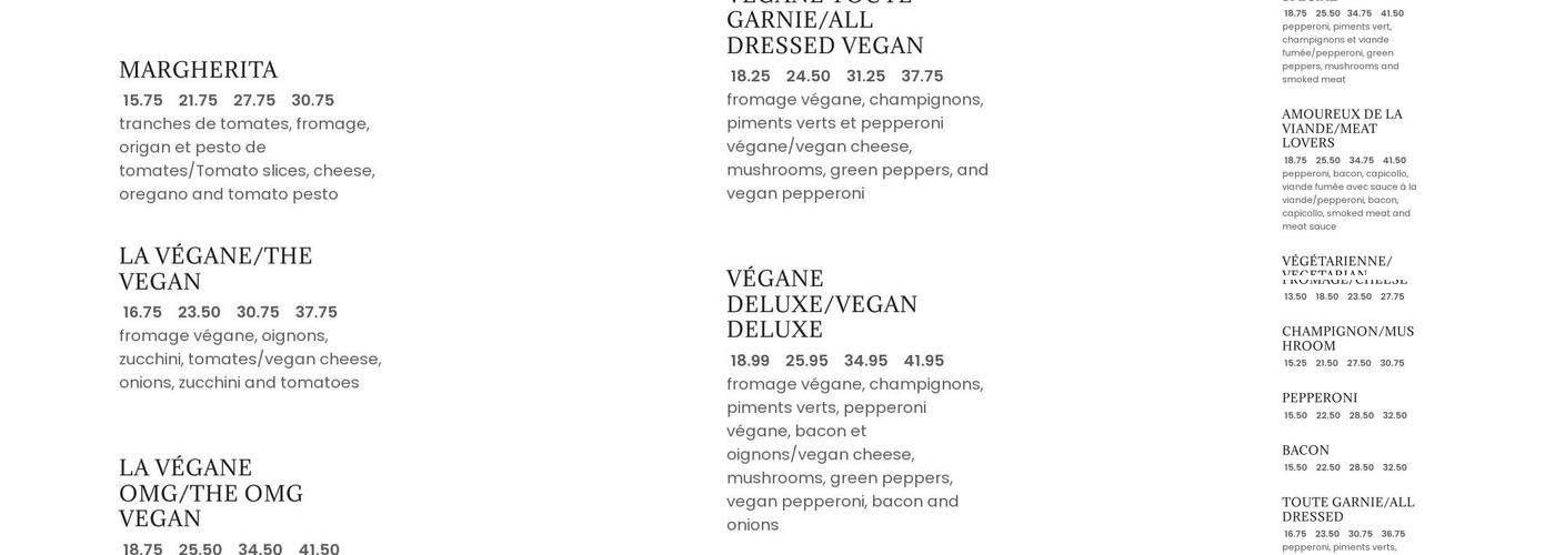 Restaurant Emma Menu