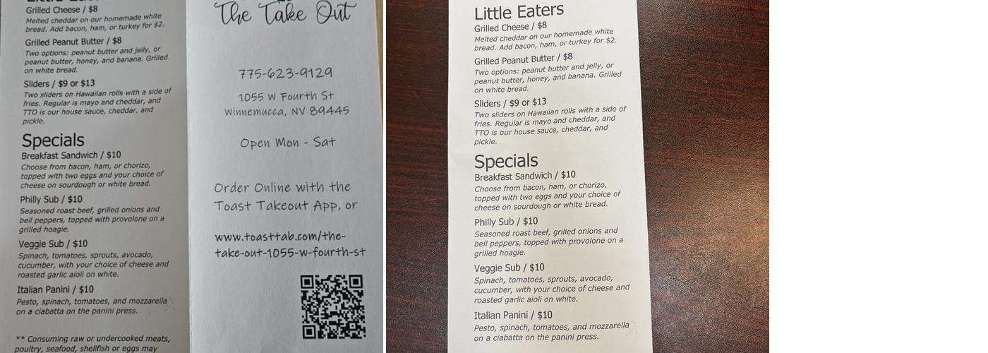 The Take Out Menu