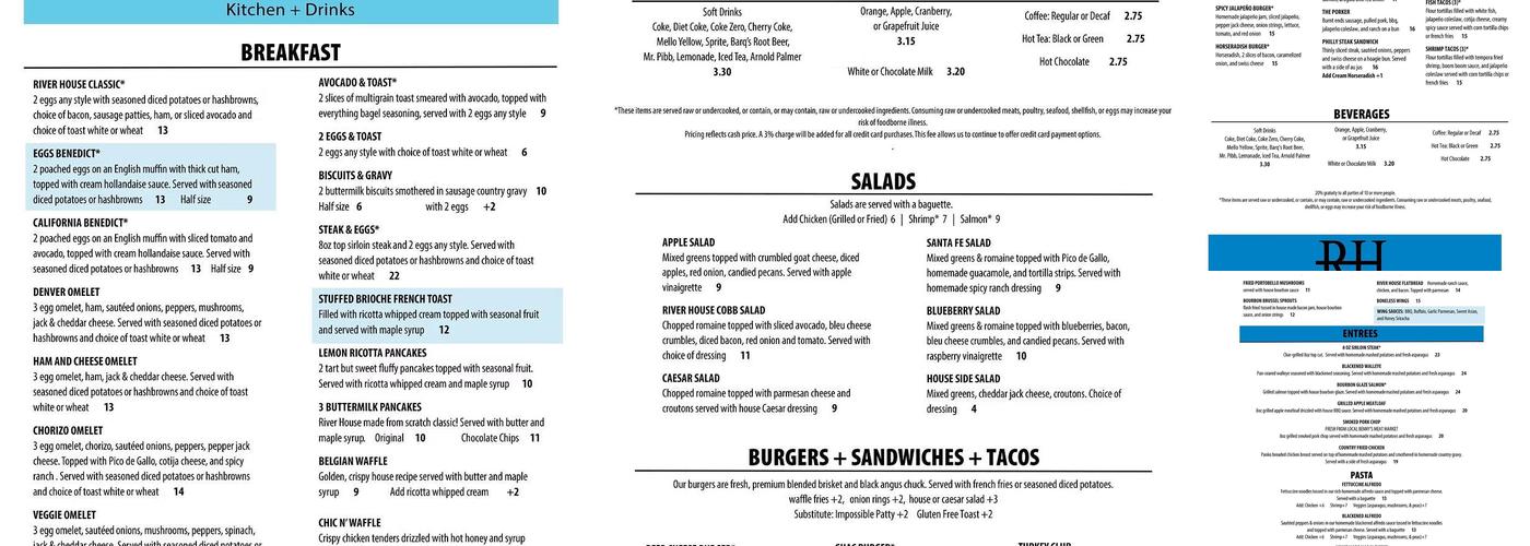 River House kitchen + drinks Menu
