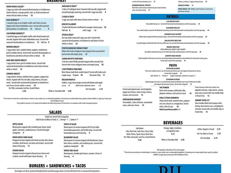 River House kitchen + drinks Menu