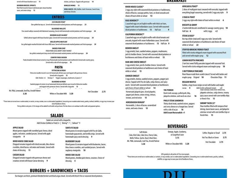 River House kitchen + drinks Menu