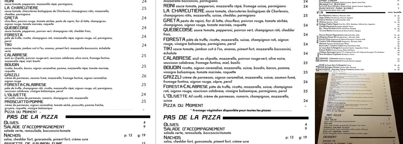 Pizzazorg Menu