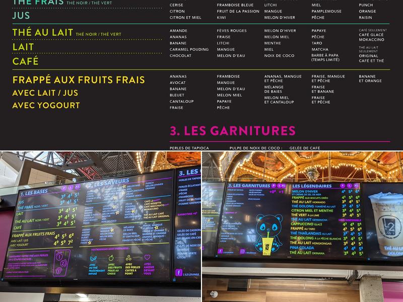 L2 Bubble Tea Galeries de la Capitale Menu