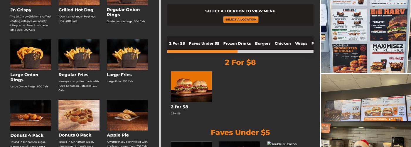 Harvey's Menu