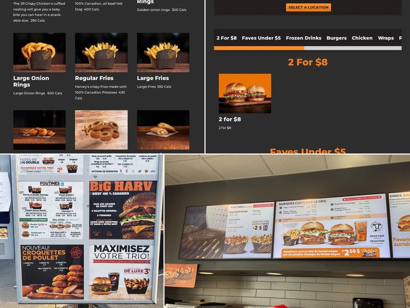 Harvey's Menu